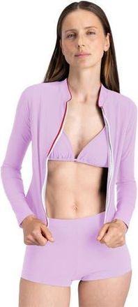 Wallien Rash Guard With Zip - Womens in Purple/red Binding at Nordstrom, Size X-Large