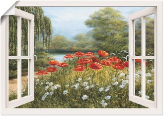 Artland Wandbild »Fensterblick Mohnwiese« Fensterblick 1 Stk. tlg. als Leinwandbild, Poster in verschied. Grössen