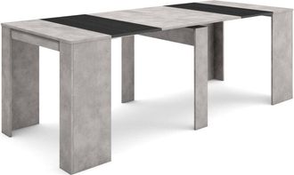 Skraut Home Consolle allungabile, Tavolo consolle allungabile, 220, Per 10 persone, Tavolo da pranzo, Stile moderno, Grigio Cemento - Skraut Home