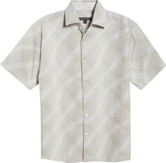 Robert Barakett Atheon Stripe Short Sleeve Button-Up Shirt in Aqua Green at Nordstrom, Size Xx-Large