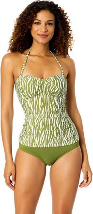 Anne Cole Womens Printed Twist Front Bandeaukini Swim Top in Sierra Woodblock at Nordstrom, Size X-Large