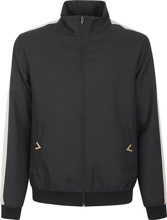 Valentino Garavani Nylon Sweatshirt Met VGold - Heren - Vesten met rits - Zwart - L - Nylon - Hoodies & sweatvesten