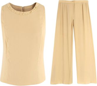 Armani Collezioni Beige Tank Top and Wide Leg Trouser Set Size S