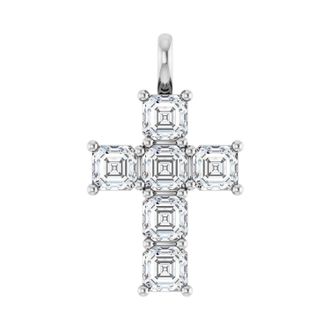 Diamond2Deal 14k Gold Asscher Cut 2ct Lab-Grown Diamond Pendant