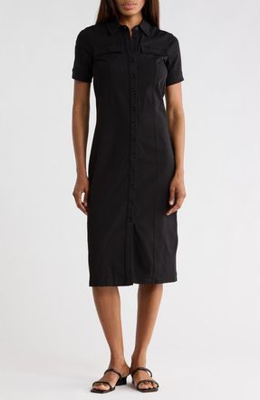 Frame Denim Short Sleeve Jersey Shirtdress in Black at Nordstrom Rack, Size X-Small