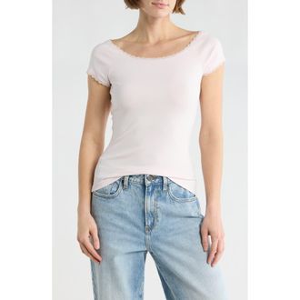 Abound Lace Trim T-Shirt in Pink Heaven at Nordstrom Rack, Size X-Large