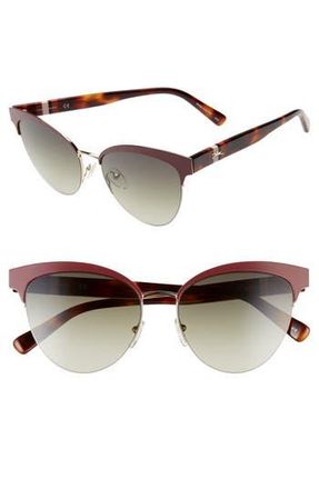 Longchamp Heritage Stripes 55mm Cat Eye Sunglasses in Wine at Nordstrom Rack