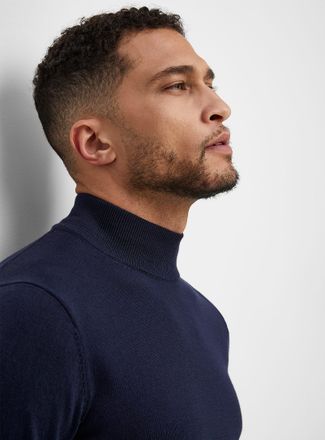 Le 31 Mens TENCEL TM modal and organic cotton mock-neck sweater