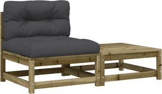 vidaXL Sof&aacute; De Jard&iacute;n Sin Reposabrazos Con Cojines Y Reposapi&eacute;s Vidaxl