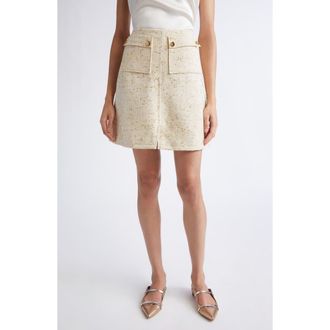 Giambattista Valli Flap Pocket Tweed Skirt in Ivory/Yellow at Nordstrom, Size 10 Us