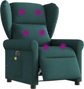 vidaXL Sill&oacute;n Reclinable De Masaje El&eacute;ctrico Tela Verde Oscuro Vidaxl