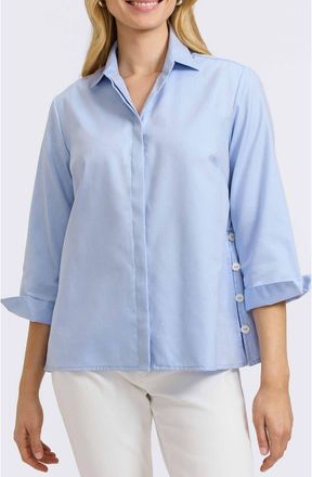 Foxcroft Beatrice Side Button Shirt in Soft Blue at Nordstrom, Size X-Small
