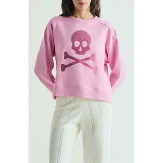 Scalpers Skull Glitter Sweatshirt in Pink at Nordstrom, Size X-Small