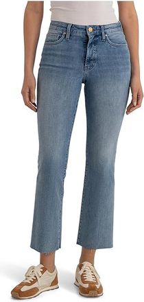 Kut from the Kloth Kelsey High Rise Fab Ab Ankle Flare With Raw Hem Womens Jeans Achievement : 10 27, Cotton/Denim/Spandex