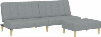 vidaXL Sof&aacute; Cama De 2 Plazas Con Taburete Tela Gris Claro Vidaxl