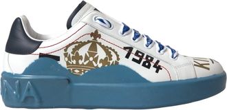 Dolce & Gabbana Blauw Witte Gedrukte Portofino Melt Sneakers