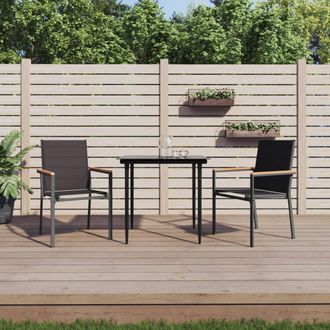 vidaXL Juego De Comedor Para Jard&iacute;n 3 Piezas Acero Y Textilene Negro Vidaxl
