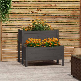 vidaXL Jardinera De Madera Maciza De Pino Gris 84,5x84x75 Cm Vidaxl