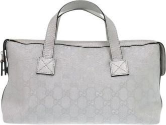 Gucci Pre-owned Handbags, female, Gray, Size: ONE SIZE Pre-owned Canvas Handbag