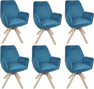 Hhg [nunca Usado] Juego De 6 Sillas De Comedor Hhg-384, Sillas De Mesa De Comedor Y De Cocina Con Reposabrazos, Giratorias, De Madera Y Terciopelo De 320 