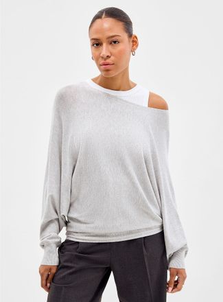 Contemporaine Womens Batwing-sleeve fine-knit sweater