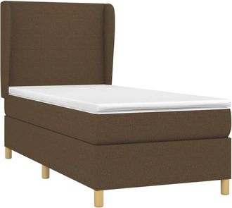 vidaXL Vidaxl - Cama Box Spring Con Colch&oacute;n Tela Marr&oacute;n Oscuro 100x200 Cm