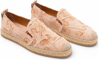 Hogan Floral-Print Frayed Espadrille - Orange