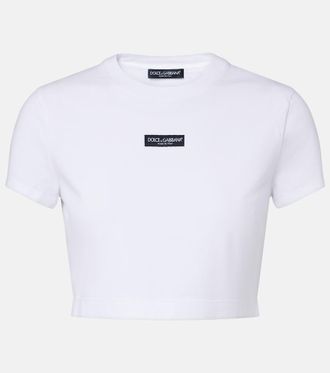 Dolce & Gabbana Camiseta cropped en mezcla de algod&oacute;n