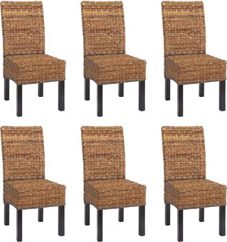 Hhg Hhg - Nunca Usado] Lote De 6 Sillas De Comedor Silla De Mimbre M69 Silla Bali Mimbre Banana, Oscuro, Sin Coj&iacute;n