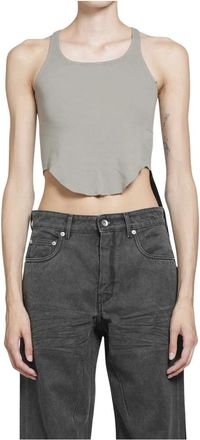 Rick Owens Basic Tank Cropped - Dames - Tops - Grijs - Maat: XS Katoen