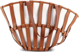 Saint Laurent Beatrix Panier Cut Out canvas leren shopper - Bruin