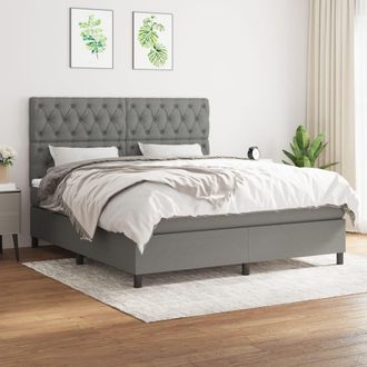vidaXL Vidaxl - Cama Box Spring Con Colch&oacute;n Tela Gris Oscuro 160x200 Cm