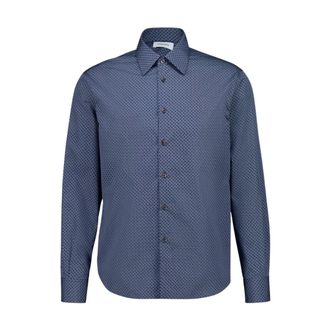 Ferragamo Heren, Overhemden, Blauw, Maat: M Katoen