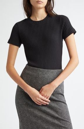 Vince Rib Crewneck Top in Black at Nordstrom Rack, Size X-Large