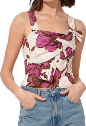 Adelyn Rae Layne Tie Front Top In Cream/pink