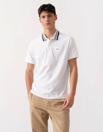 HUGO BOSS Mens BOSS Green Paddy Rib Mens Polo Shirt - White 100 - Size: 42