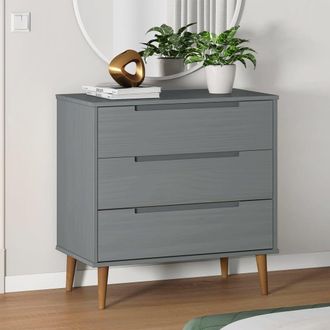 Berkfield Home Drawer Cabinet MOLDE Grey 80x40x80 cm Solid Wood Pine | Size: 80 x 40 x 80 cm