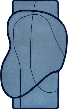 Jonathan Y Designs Mosaic Coastal Geometric Border Handwoven Wool Area Rug in Light Blue/navy at Nordstrom, Size 5Ft 0In X 8Ft 0In