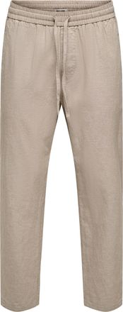 Only & Sons Stoffhose ONLY & SONS ONSLINUS CROP 0007 COT LIN PNT NOOS, Herren, Gr. XXL, N-Gr, coriander detail:two tone (wei&szlig;), Web, Obermaterial: 75% Baumwolle, 