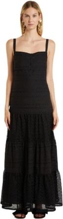 Marella Geborduurde Jurk - Dames - Maxi kleedjes - Zwart - M - Polyester - Kleedjes