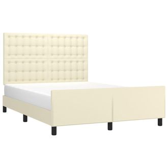 vidaXL Estructura De Cama Sin Colch&oacute;n Cuero Sint&eacute;tico Crema 140x190 Cm Vidaxl