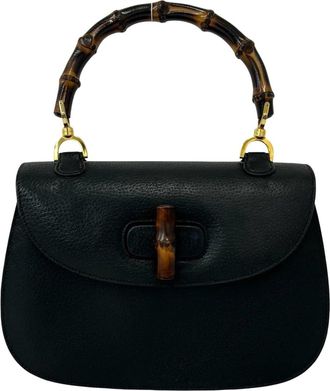 Gucci Black Leather Handbag Tote Bag (Pre-Owned)