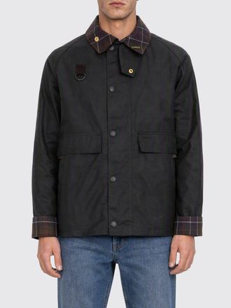 Barbour Spey Waxed Cotton Jacket with Corduroy Collar and Flap Pockets