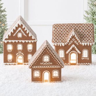 Best Choice Products Ceramic Gingerbread House Lighted Christmas Decor, Pre-lit Cordless Holiday Decoration