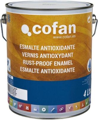 cofan Esmalte Antioxidante Liso Al Agua Blanco 4 L, Esmalte Antioxidante Al Agua En Color Blanco O Negro, De Acabado Liso Brillante, Con Una Magn&iacute;fica Adher