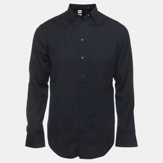Armani Black Dobby Cotton Regular Fit Shirt