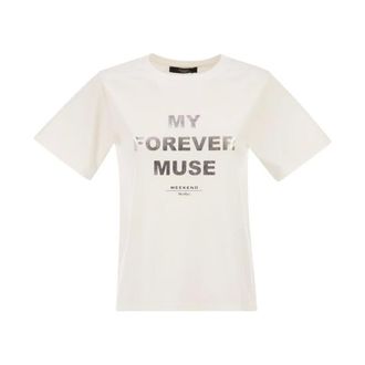 Max Mara Tops, Dames, Wit, L, Katoen, Mijn Vooraltijd Muse Grafische T-shirt