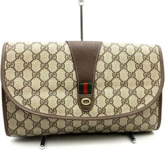 Gucci Pre-owned Clutches, female, Brown, Size: ONE SIZE Pre-owned Canvas gucci-bags