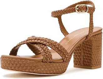 Stuart Weitzman Dayna Woven Platform Womens Dress Sandals Boho Tan : 6.5 M, Leather