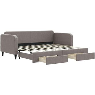 vidaXL Sof&aacute; Cama Nido Con Cajones Tela Gris Taupe 90x200 Cm Vidaxl